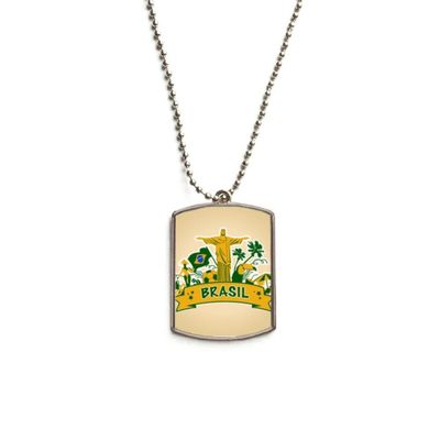 DIYthinker Soccer Mount Corcovado Parrot Brazil Stainless Steel Chain Dog Tag Pendant Pet Necklace