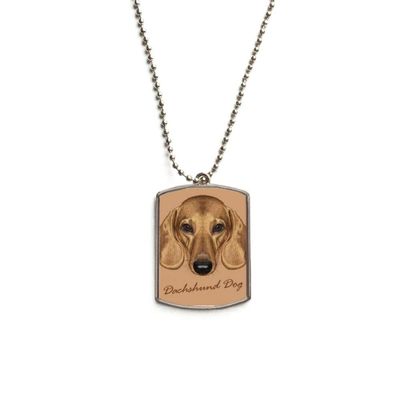Brown Short-Leg Dachshund Dog Animal Stainless Steel Chain Dog Tag Pendant Pet Necklace