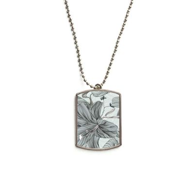 Lily Drawing Art Plant Flower Stainless Steel Chain Dog Tag Pendant Pet Necklace