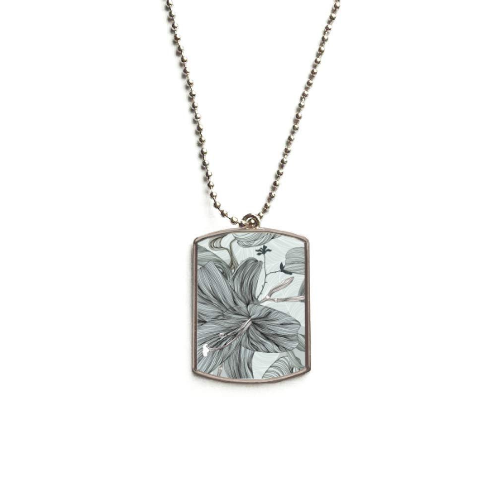 Lily Drawing Art Plant Flower Stainless Steel Chain Dog Tag Pendant Pet Necklace