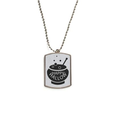 DIYthinker A Pot of Black Halloween Stainless Steel Chain Dog Tag Pendant Pet Necklace