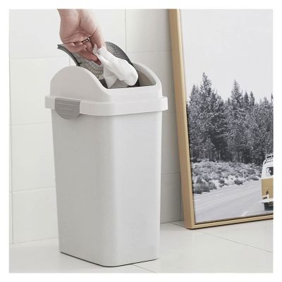 Recycler Bin/Garbage Container Bin Rectangle Plastic Small Trash Can Wastebasket Protection Of The Lid Garbage Container Bin For Bathrooms Trash Hideaway/Outdoor Dustbins ( Color : Gray , Size : S )