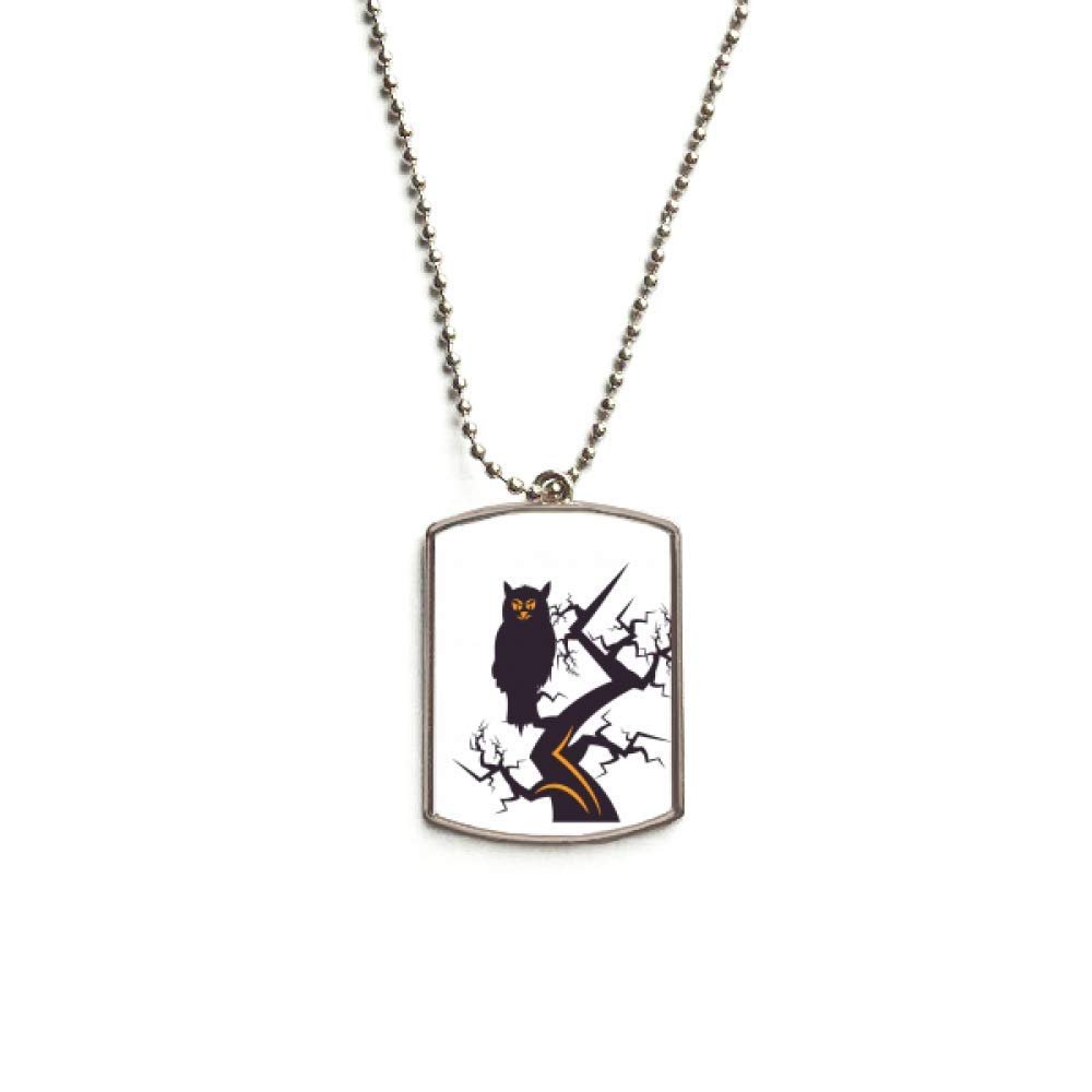 DIYthinker Tree Eyed Owl Halloween Stainless Steel Chain Dog Tag Pendant Pet Necklace