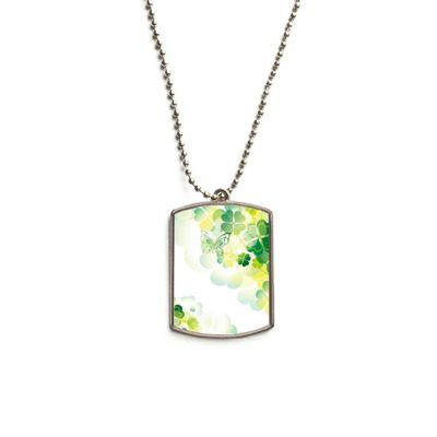 Butterfly Four Leaf Clover St.Patrick's Day Stainless Steel Chain Dog Tag Pendant Pet Necklace
