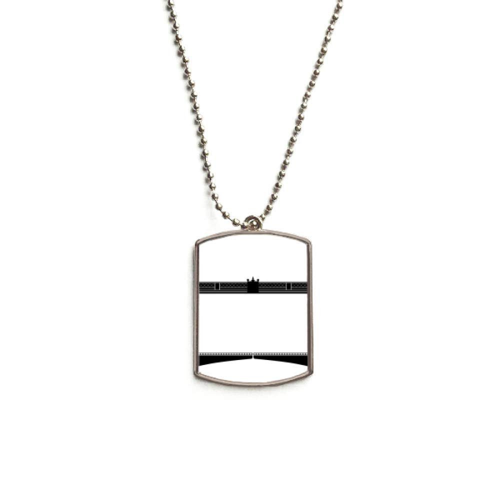 Britain London Tower Bridge Outline UK Stainless Steel Chain Dog Tag Pendant Pet Necklace