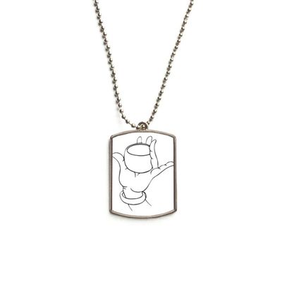 DIYthinker Culture Hand Cup Line Drawing Pattern Stainless Steel Chain Dog Tag Pendant Pet Necklace