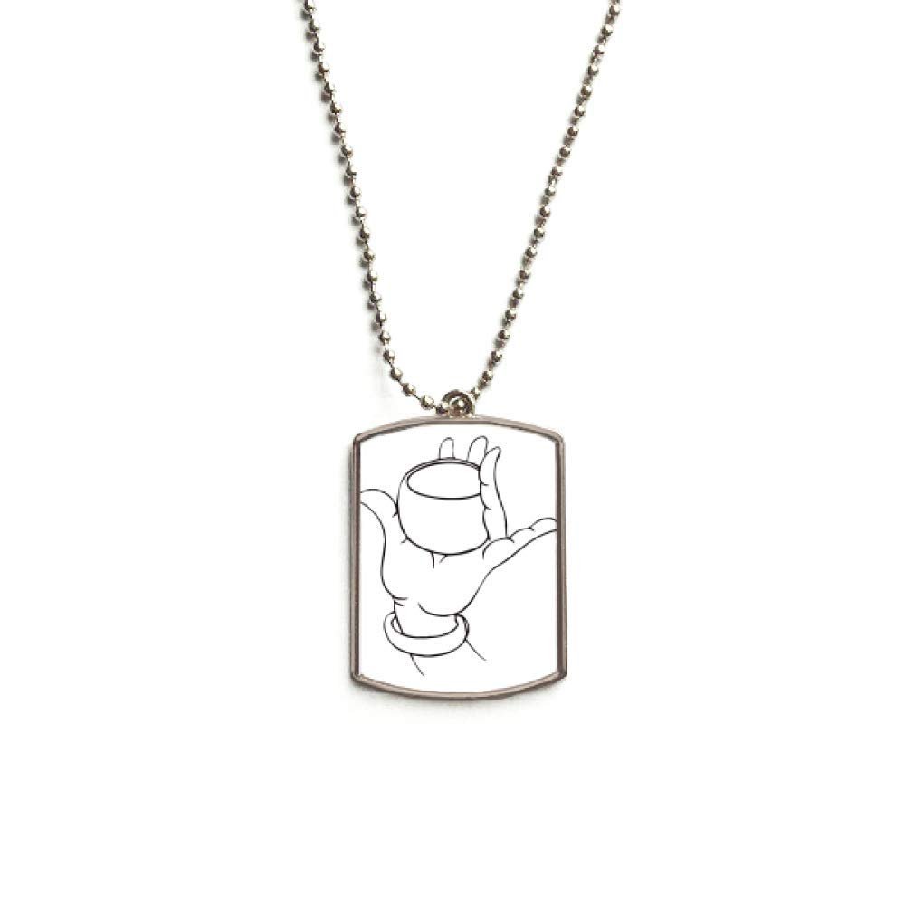 DIYthinker Culture Hand Cup Line Drawing Pattern Stainless Steel Chain Dog Tag Pendant Pet Necklace