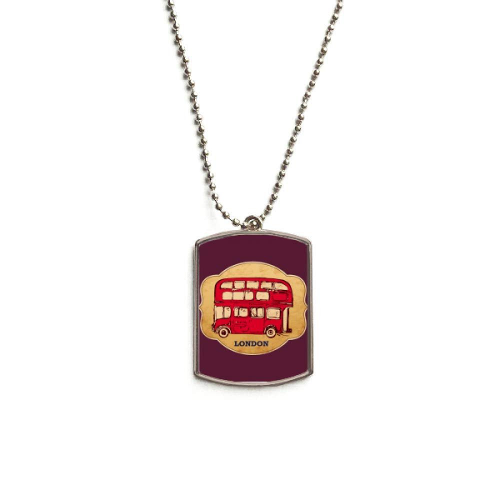 UK London Umbrella Stamp Red Bus Stainless Steel Chain Dog Tag Pendant Pet Necklace