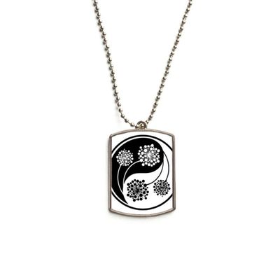 Culture Customs Yin-yang Flower Design Stainless Steel Chain Dog Tag Pendant Pet Necklace