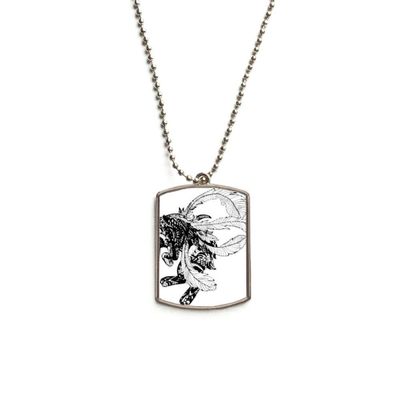 Chinese Masterpiece Mountains Rivers Drawing Stainless Steel Chain Dog Tag Pendant Pet Necklace