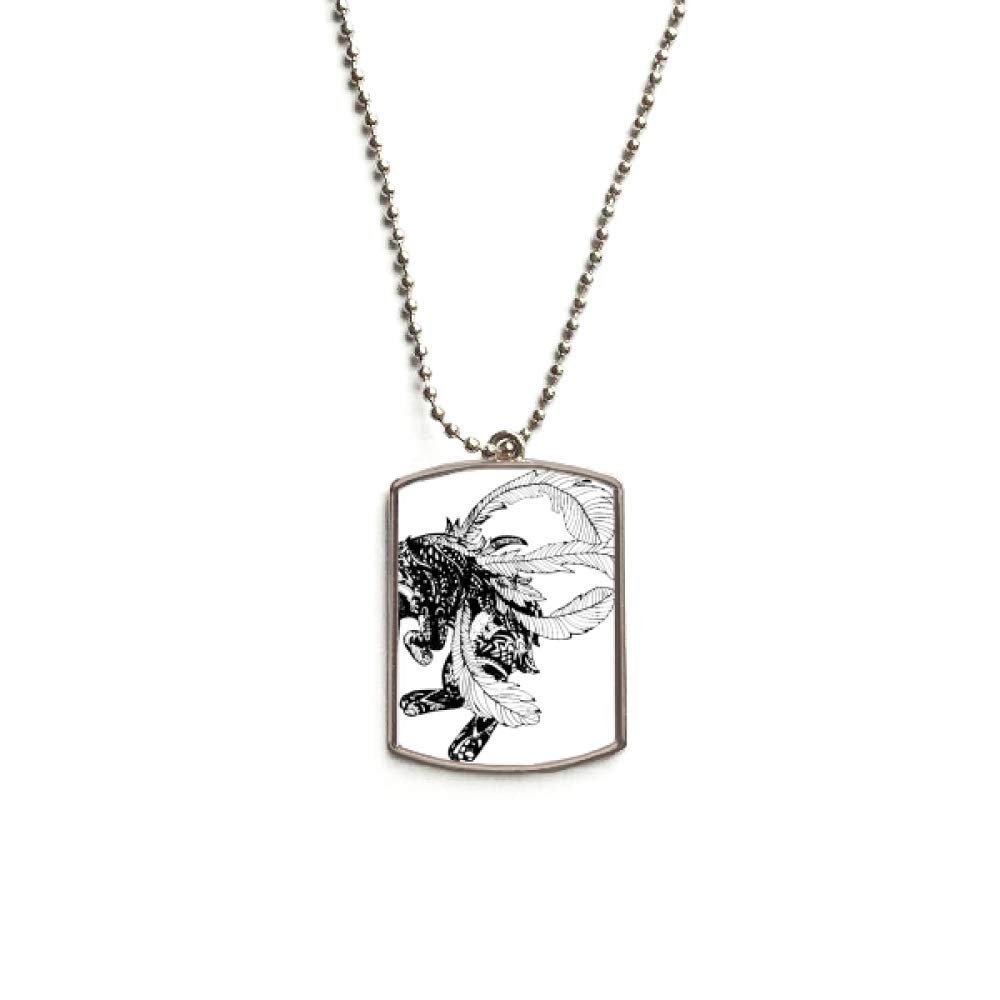 Chinese Masterpiece Mountains Rivers Drawing Stainless Steel Chain Dog Tag Pendant Pet Necklace