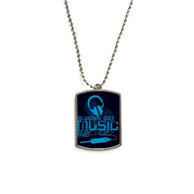 DIYthinker Blue Headset Music Crazy Pattern Stainless Steel Chain Dog Tag Pendant Pet Necklace