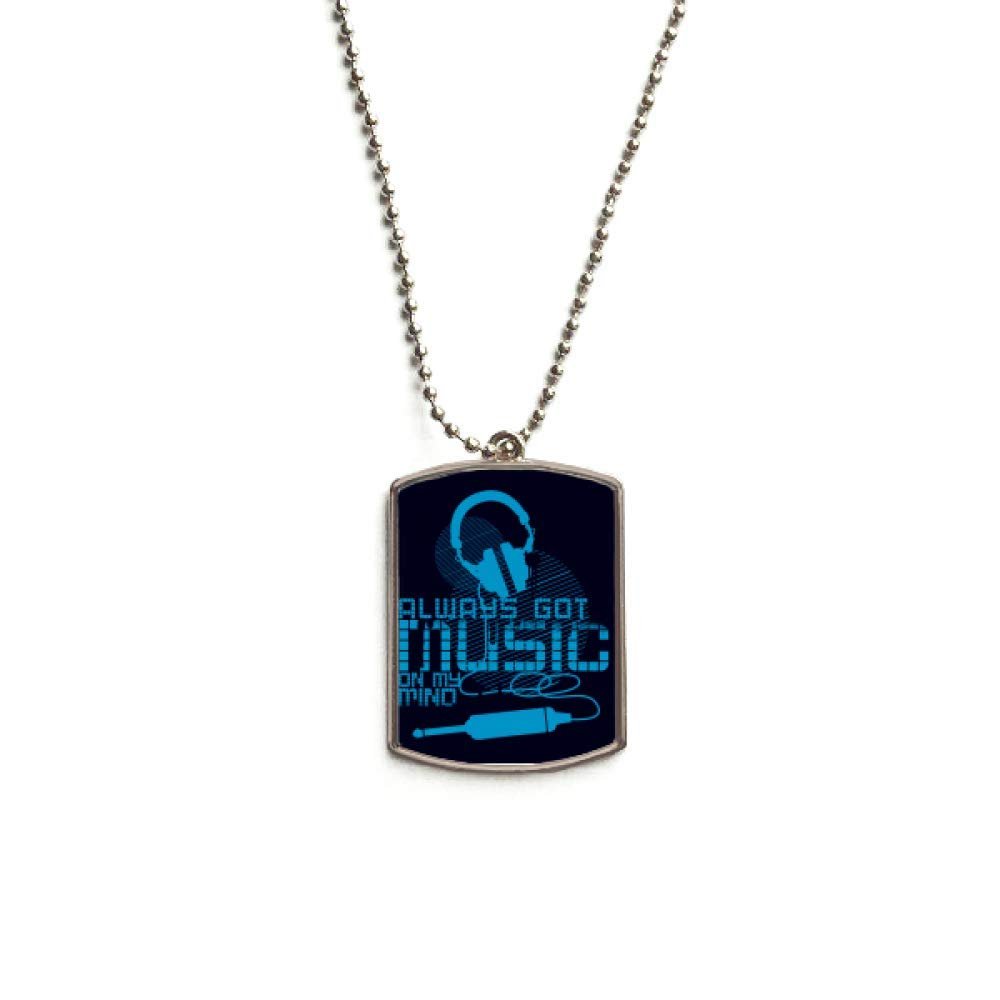 DIYthinker Blue Headset Music Crazy Pattern Stainless Steel Chain Dog Tag Pendant Pet Necklace