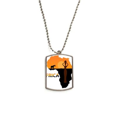 DIYthinker Africa Map Savanna Elephant Wildlife Stainless Steel Chain Dog Tag Pendant Pet Necklace