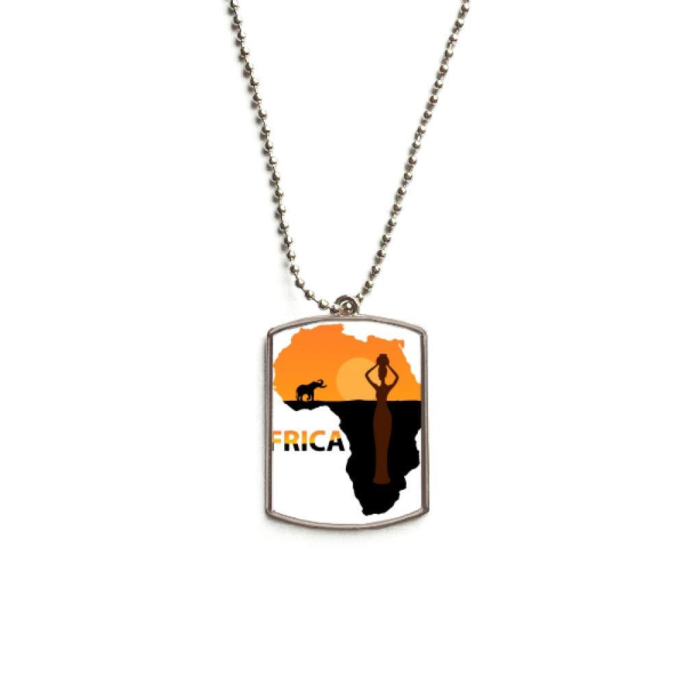 DIYthinker Africa Map Savanna Elephant Wildlife Stainless Steel Chain Dog Tag Pendant Pet Necklace