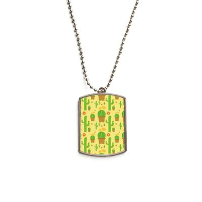 DIYthinker Cactus Potted Plant Succulents Pattern Stainless Steel Chain Dog Tag Pendant Pet Necklace