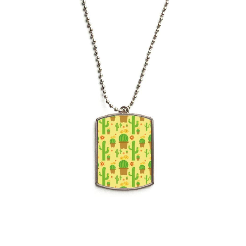 DIYthinker Cactus Potted Plant Succulents Pattern Stainless Steel Chain Dog Tag Pendant Pet Necklace