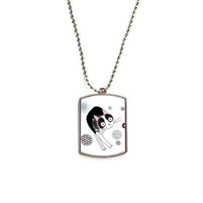 Animal Cartoon Cute Thin Cat Stainless Steel Chain Dog Tag Pendant Pet Necklace