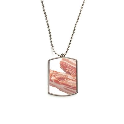 DIYthinker Fat Pork Raw Meat Food Texture Stainless Steel Chain Dog Tag Pendant Pet Necklace