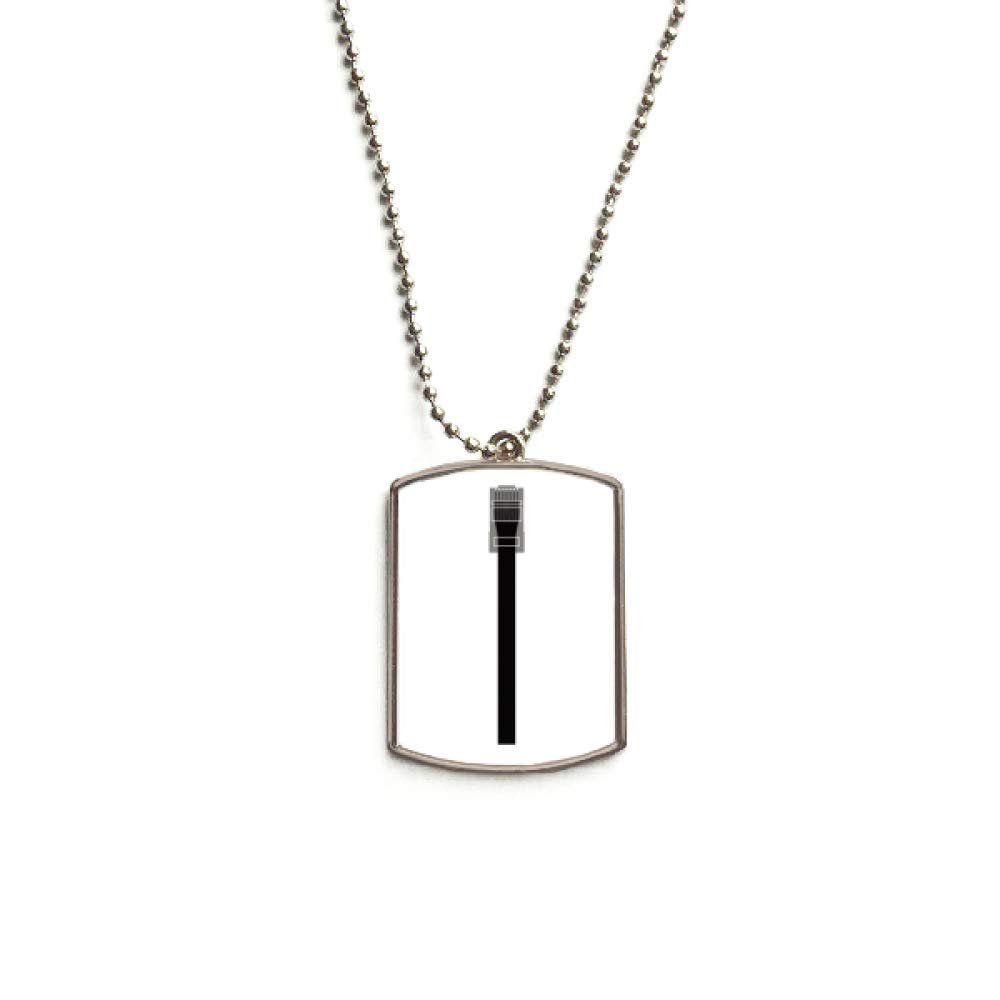 DIYthinker Internet Cable Black Plug Pattern Stainless Steel Chain Dog Tag Pendant Pet Necklace