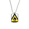 DIYthinker Warning Symbol Yellow Black Fire Triangle Stainless Steel Chain Dog Tag Pendant Pet Necklace view 1