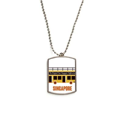 Singapore Sightseeing Shuttle Bus Stainless Steel Chain Dog Tag Pendant Pet Necklace