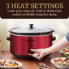 Elite Gourmet MST-900RXT# Electric Ceramic XL Jumbo Slow Cooker, Adjustable Temp, Entrees, Sauces, Stews & Dips, Dishwasher Safe Glass Lid & Crock, 8.5Qt, MetallicRed view 2