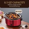 Elite Gourmet MST-900RXT# Electric Ceramic XL Jumbo Slow Cooker, Adjustable Temp, Entrees, Sauces, Stews & Dips, Dishwasher Safe Glass Lid & Crock, 8.5Qt, MetallicRed view 3