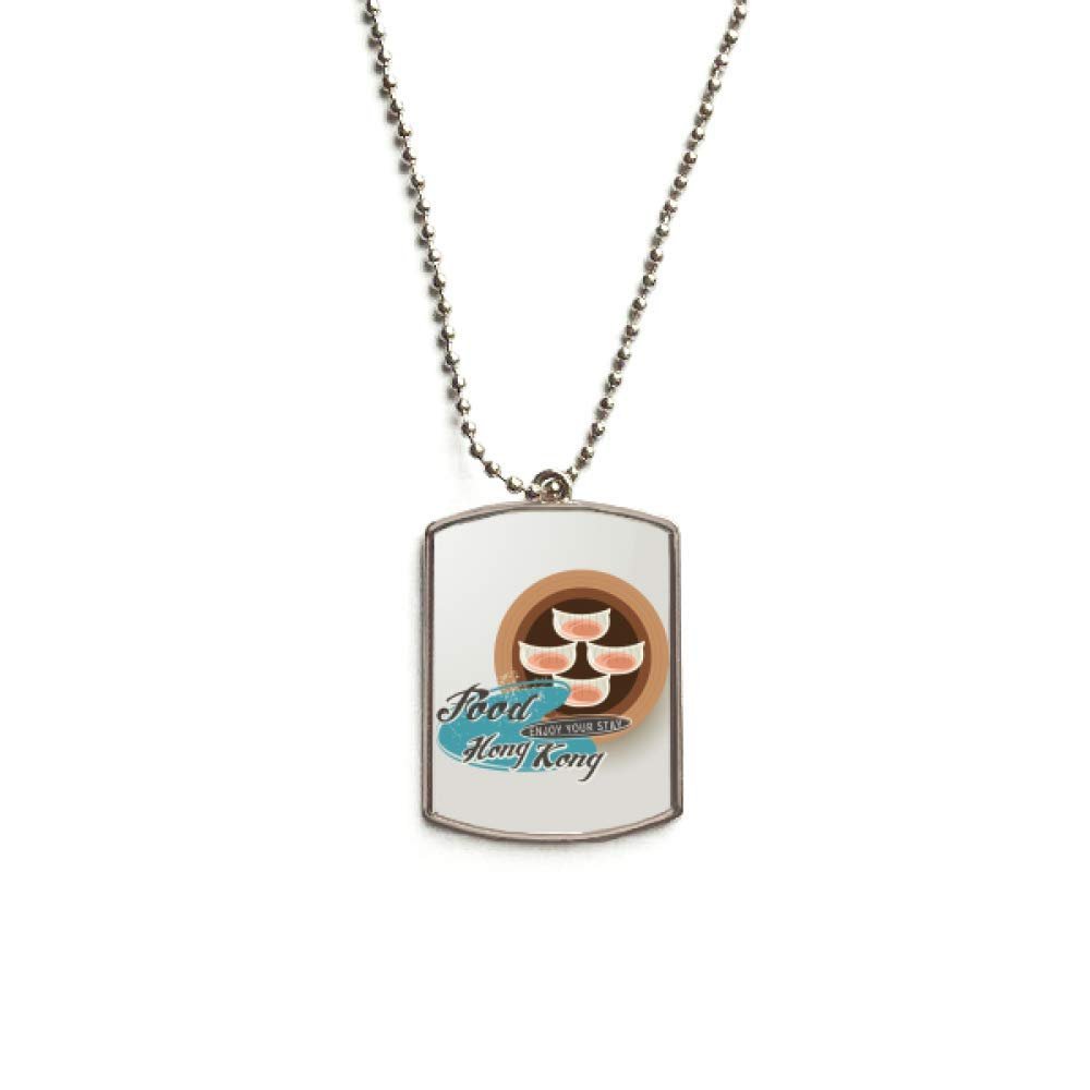 Hong Kong Har Gow Dumplings Stainless Steel Chain Dog Tag Pendant Pet Necklace