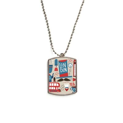 DIYthinker Big Ben British Bus England Flag Stainless Steel Chain Dog Tag Pendant Pet Necklace