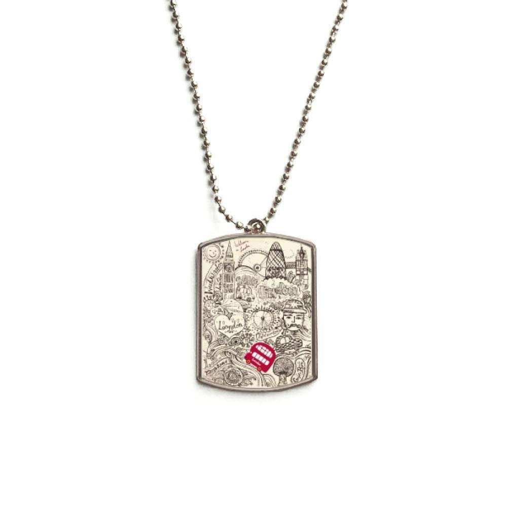 British Bus London Eyes Big Ben UK Stainless Steel Chain Dog Tag Pendant Pet Necklace