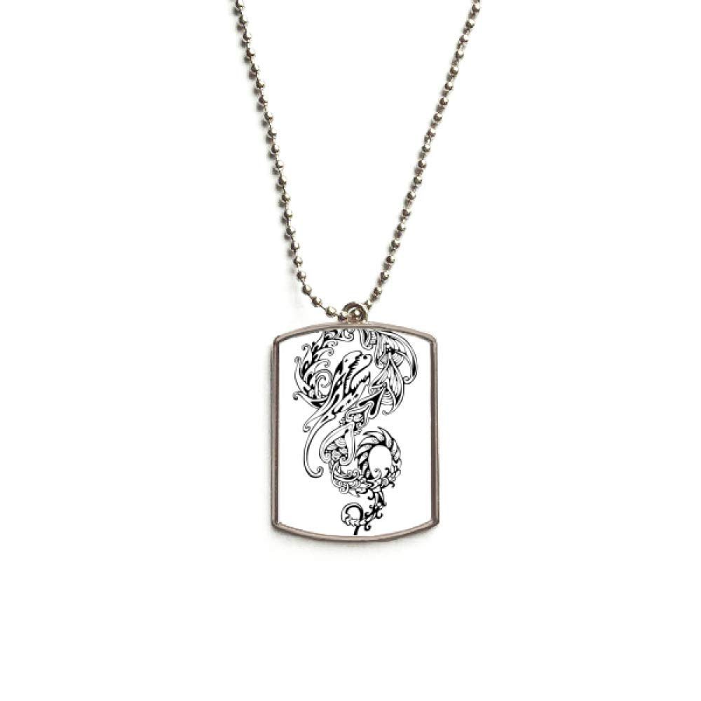 Chinese Line Painting China Dragon Stainless Steel Chain Dog Tag Pendant Pet Necklace