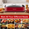 Indoor Smokeless Grill, Techwood 1500W Electric Indoor Grill with Tempered Glass Lid, Portable Non-stick Korean BBQ, Turbo Smoke Extractor Technology, Drip Tray& Double Removable Plate, Red view 2