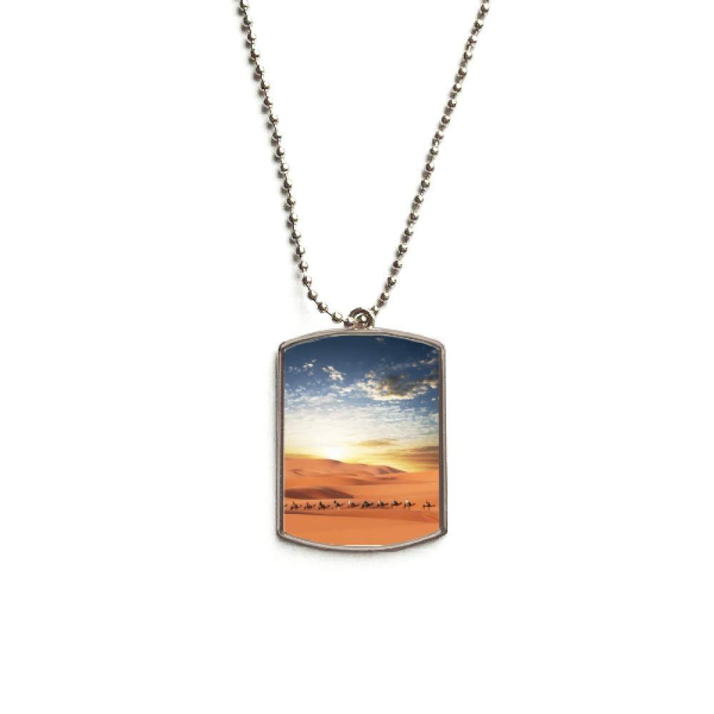 Blue Sky Journey Silk Road Camel Desert Stainless Steel Chain Dog Tag Pendant Pet Necklace