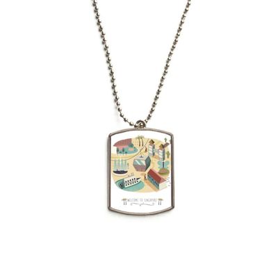 Singapore Theme Park Cable Car Stainless Steel Chain Dog Tag Pendant Pet Necklace