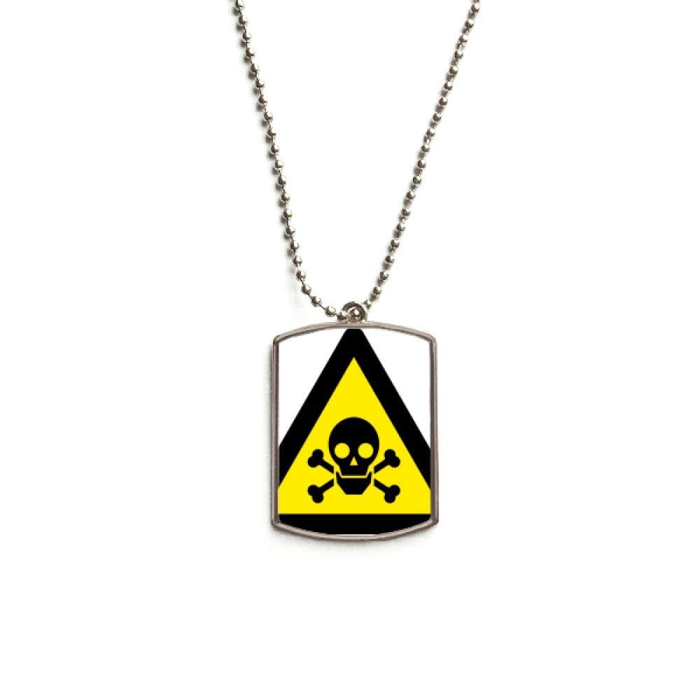 DIYthinker Warning Symbol Yellow Black Poisoning Triangle Stainless Steel Chain Dog Tag Pendant Pet Necklace