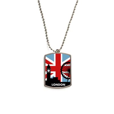 Britain Union Jack London Eye Big Ben Flag UK Stainless Steel Chain Dog Tag Pendant Pet Necklace