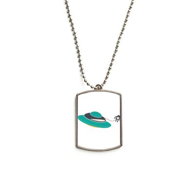 Universe Alien Monster UFO Stainless Steel Chain Dog Tag Pendant Pet Necklace