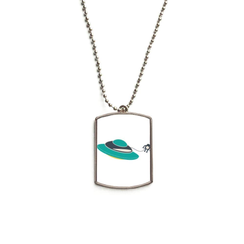 Universe Alien Monster UFO Stainless Steel Chain Dog Tag Pendant Pet Necklace