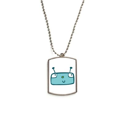DIYthinker Universe and Alien Blue Robot Stainless Steel Chain Dog Tag Pendant Pet Necklace