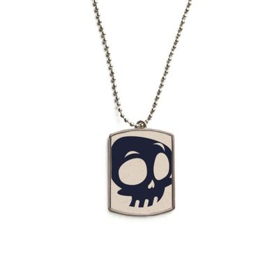 DIYthinker Halloween Big Eyed Skeleton Stainless Steel Chain Dog Tag Pendant Pet Necklace