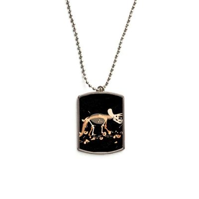 Bones Bone Miniature Dinosaur Stainless Steel Chain Dog Tag Pendant Pet Necklace