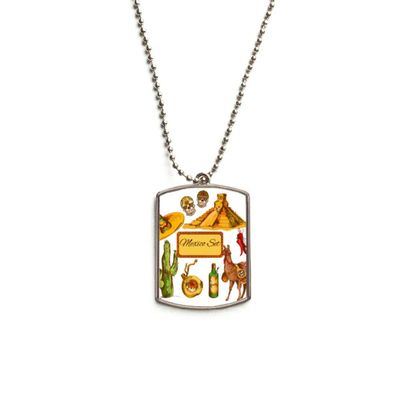 DIYthinker Sombrero Mexico Pyramid Desert Cactus Mexican Stainless Steel Chain Dog Tag Pendant Pet Necklace