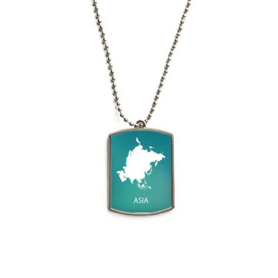 Asia Continent Outline Outline Map Stainless Steel Chain Dog Tag Pendant Pet Necklace
