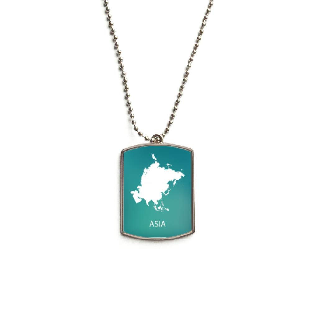 Asia Continent Outline Outline Map Stainless Steel Chain Dog Tag Pendant Pet Necklace