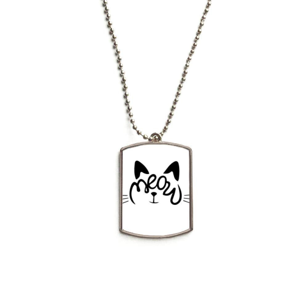 Cat Mewing Quote DIY Design Stainless Steel Chain Dog Tag Pendant Pet Necklace