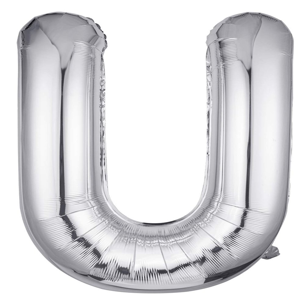 Letter Balloons 40 Inch, Single Silver Letter U Balloons Aluminum Hanging Foil Film Balloon for Baby Shower, Wedding Anniversary, Graduation, Birthday Party Decoration
