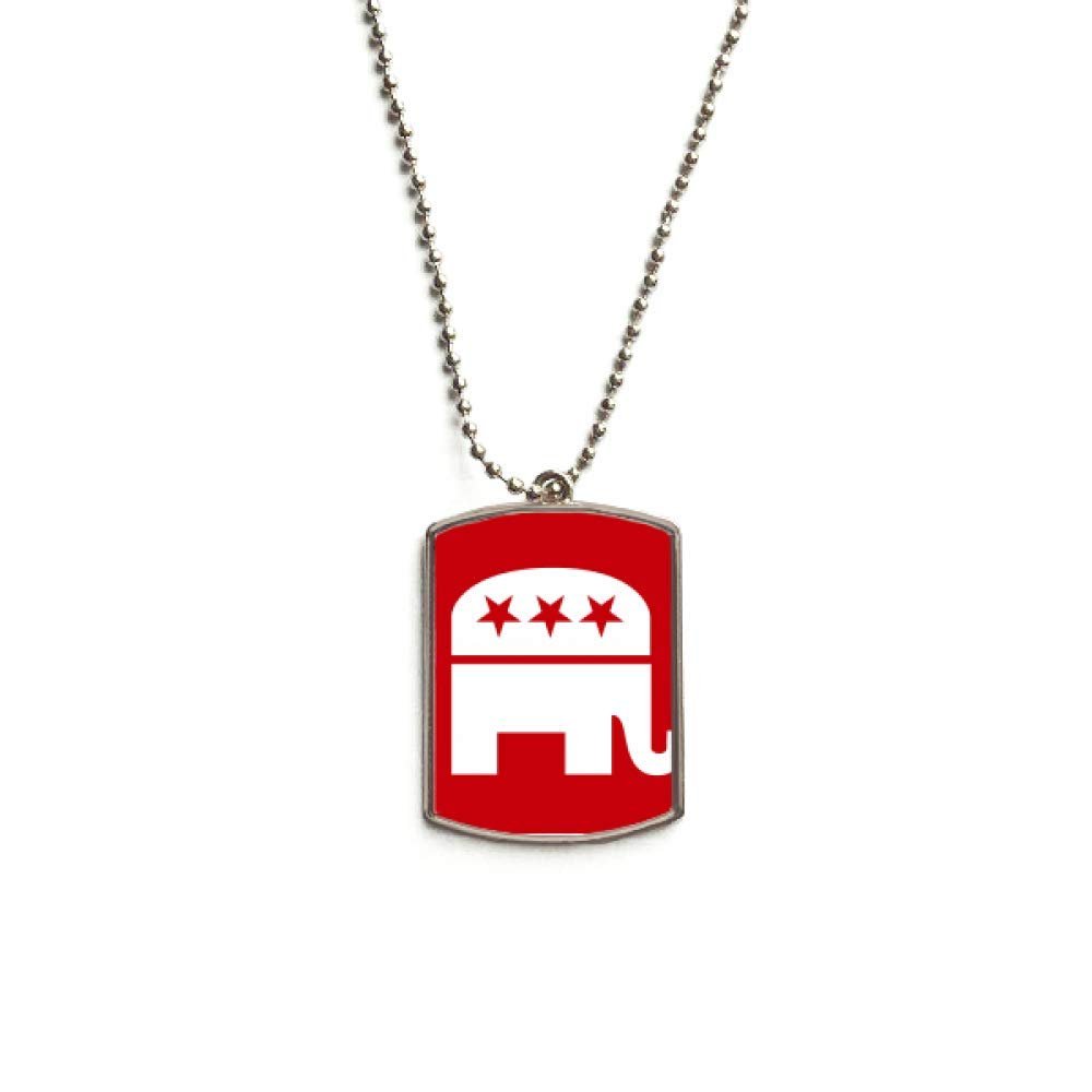 America Elephant Emblem Republican Party Red Stainless Steel Chain Dog Tag Pendant Pet Necklace