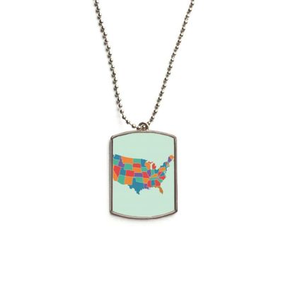 DIYthinker America Map States Pattern Stainless Steel Chain Dog Tag Pendant Pet Necklace