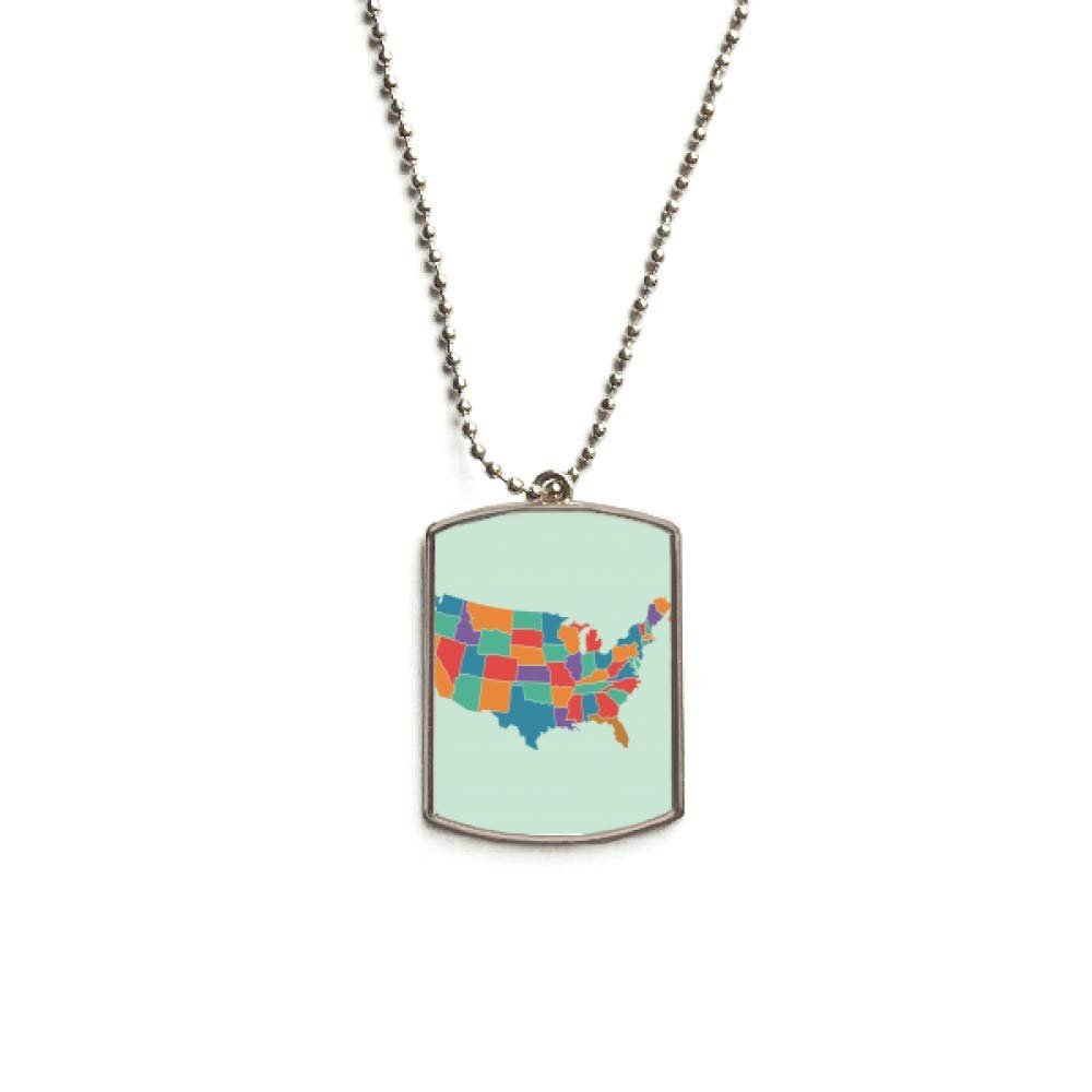 DIYthinker America Map States Pattern Stainless Steel Chain Dog Tag Pendant Pet Necklace